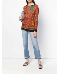 roter Pullover mit einem Rundhalsausschnitt mit Paisley-Muster von Etro