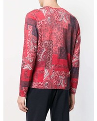 roter Pullover mit einem Rundhalsausschnitt mit Paisley-Muster von Etro