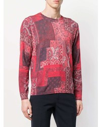 roter Pullover mit einem Rundhalsausschnitt mit Paisley-Muster von Etro