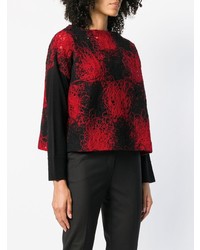 roter Pullover mit einem Rundhalsausschnitt mit Schottenmuster von Pierantoniogaspari