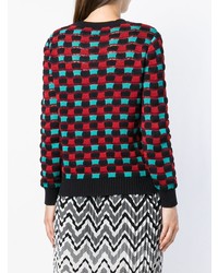 roter Pullover mit einem Rundhalsausschnitt mit Schottenmuster von M Missoni