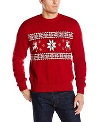 roter Pullover mit einem Rundhalsausschnitt mit Weihnachten Muster