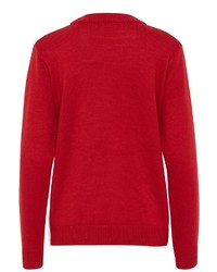 roter Pullover mit einem Rundhalsausschnitt mit Weihnachten Muster von B.young