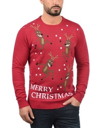 roter Pullover mit einem Rundhalsausschnitt mit Weihnachten Muster von BLEND