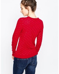 roter Pullover mit einem Rundhalsausschnitt mit Weihnachten Muster