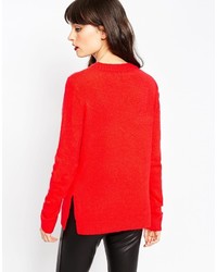 roter Pullover mit einem Rundhalsausschnitt mit Weihnachten Muster von Asos