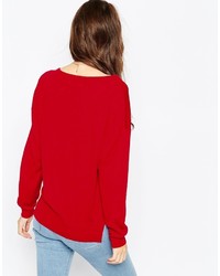 roter Pullover mit einem Rundhalsausschnitt mit Weihnachten Muster von Asos