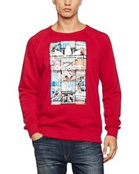 roter Pullover mit einem Rundhalsausschnitt von adidas