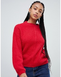 roter Pullover mit einem Rundhalsausschnitt von Bershka