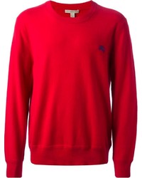 roter Pullover mit einem Rundhalsausschnitt von Burberry
