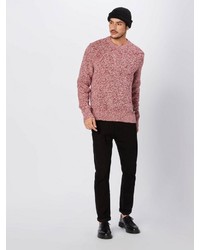 roter Pullover mit einem Rundhalsausschnitt von Calvin Klein