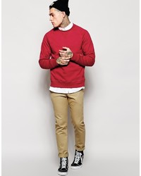 roter Pullover mit einem Rundhalsausschnitt von Carhartt