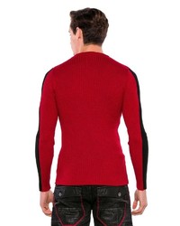 roter Pullover mit einem Rundhalsausschnitt von Cipo & Baxx