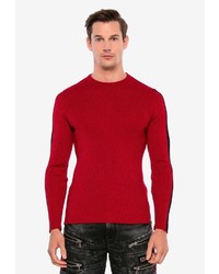 roter Pullover mit einem Rundhalsausschnitt von Cipo & Baxx