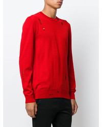 roter Pullover mit einem Rundhalsausschnitt von Alexander McQueen