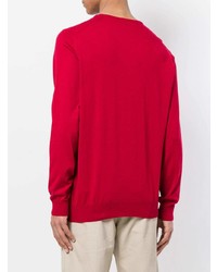 roter Pullover mit einem Rundhalsausschnitt von John Smedley