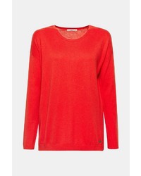 roter Pullover mit einem Rundhalsausschnitt von edc by Esprit