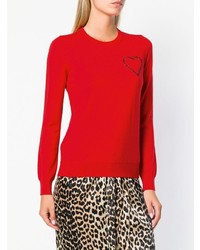 roter Pullover mit einem Rundhalsausschnitt von Love Moschino