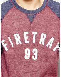 roter Pullover mit einem Rundhalsausschnitt von Firetrap