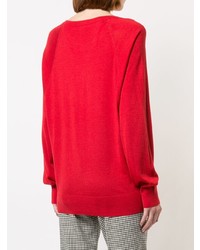 roter Pullover mit einem Rundhalsausschnitt von Michael Kors Collection