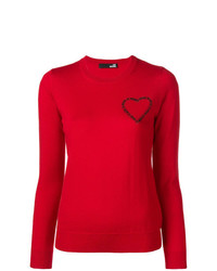 roter Pullover mit einem Rundhalsausschnitt von Love Moschino