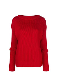 roter Pullover mit einem Rundhalsausschnitt von Maison Flaneur