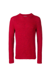 roter Pullover mit einem Rundhalsausschnitt von Manuel Ritz