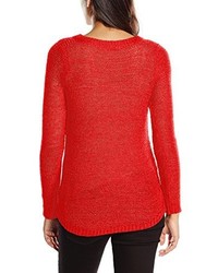 roter Pullover mit einem Rundhalsausschnitt von Only