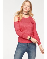roter Pullover mit einem Rundhalsausschnitt von Only