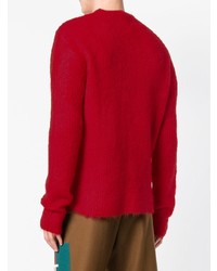 roter Pullover mit einem Rundhalsausschnitt von Paura