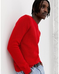 roter Pullover mit einem Rundhalsausschnitt von Pull&Bear