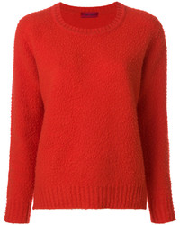 roter Pullover mit einem Rundhalsausschnitt