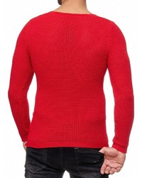 roter Pullover mit einem Rundhalsausschnitt von Redbridge