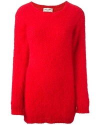 roter Pullover mit einem Rundhalsausschnitt von Saint Laurent