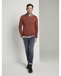 roter Pullover mit einem Rundhalsausschnitt von Tom Tailor