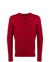 roter Pullover mit einem Rundhalsausschnitt von Zanone