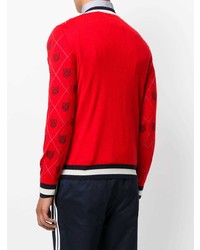 roter Pullover mit einem V-Ausschnitt mit Argyle-Muster von Gucci