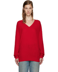 roter Pullover mit einem V-Ausschnitt von 6397