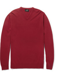 roter Pullover mit einem V-Ausschnitt von Alfred Dunhill
