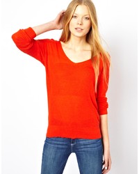 roter Pullover mit einem V-Ausschnitt von American Vintage