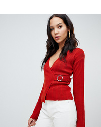 roter Pullover mit einem V-Ausschnitt von Asos Tall