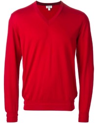 roter Pullover mit einem V-Ausschnitt von Brioni