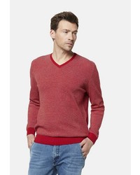 roter Pullover mit einem V-Ausschnitt von Bugatti