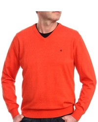 roter Pullover mit einem V-Ausschnitt von Casamoda