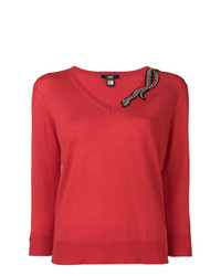 roter Pullover mit einem V-Ausschnitt von Cavalli Class