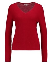 roter Pullover mit einem V-Ausschnitt von Comma