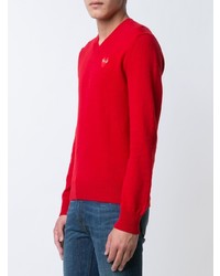 roter Pullover mit einem V-Ausschnitt von Comme Des Garcons Play