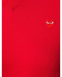 roter Pullover mit einem V-Ausschnitt von Comme des Garcons