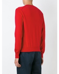 roter Pullover mit einem V-Ausschnitt von Comme Des Garcons Play