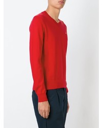 roter Pullover mit einem V-Ausschnitt von Comme Des Garcons Play